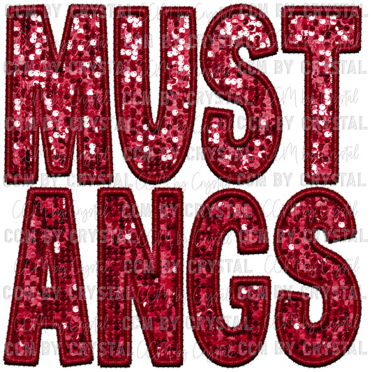 Mustangs Faux Embroidery Faux Sequins PNG Digital File ONLY
