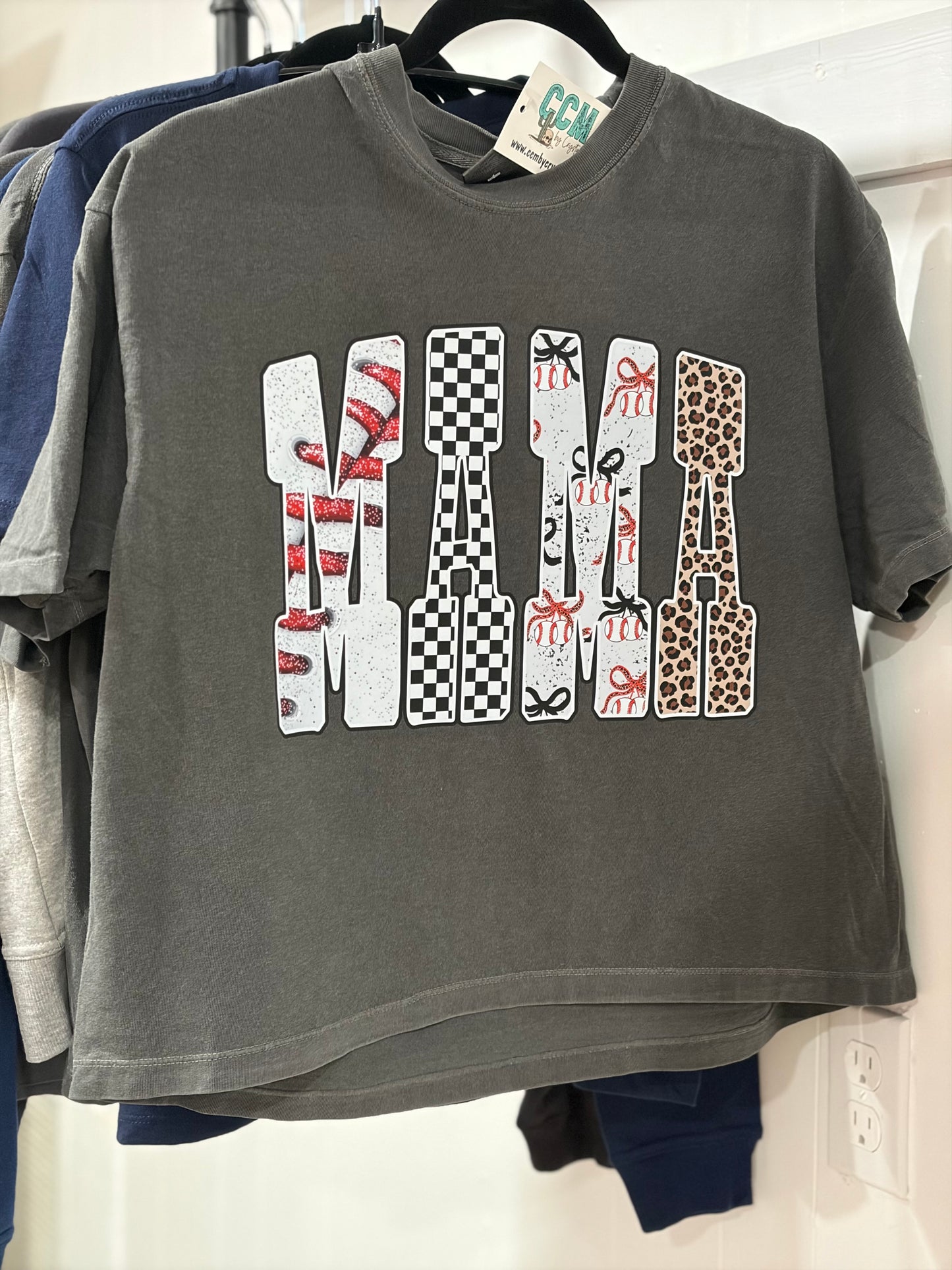 Baseball/Softball Mama Cropped Pepper Comfort Colors T-Shirt