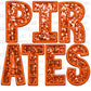Pirates Orange Mascot Faux Embroidery Faux Sequins Ready To Press Transfer