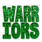 Warriors Green Mascot Faux Embroidery Faux Sequins Ready To Press Transfer