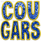 Cougars Mascot Faux Embroidery Faux Sequins Ready To Press Transfer