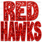 Red hawks Mascot Faux Embroidery Faux Sequins Ready To Press Transfer