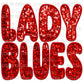 Lady Blues Mascot Faux Embroidery Faux Sequins Ready To Press Transfer