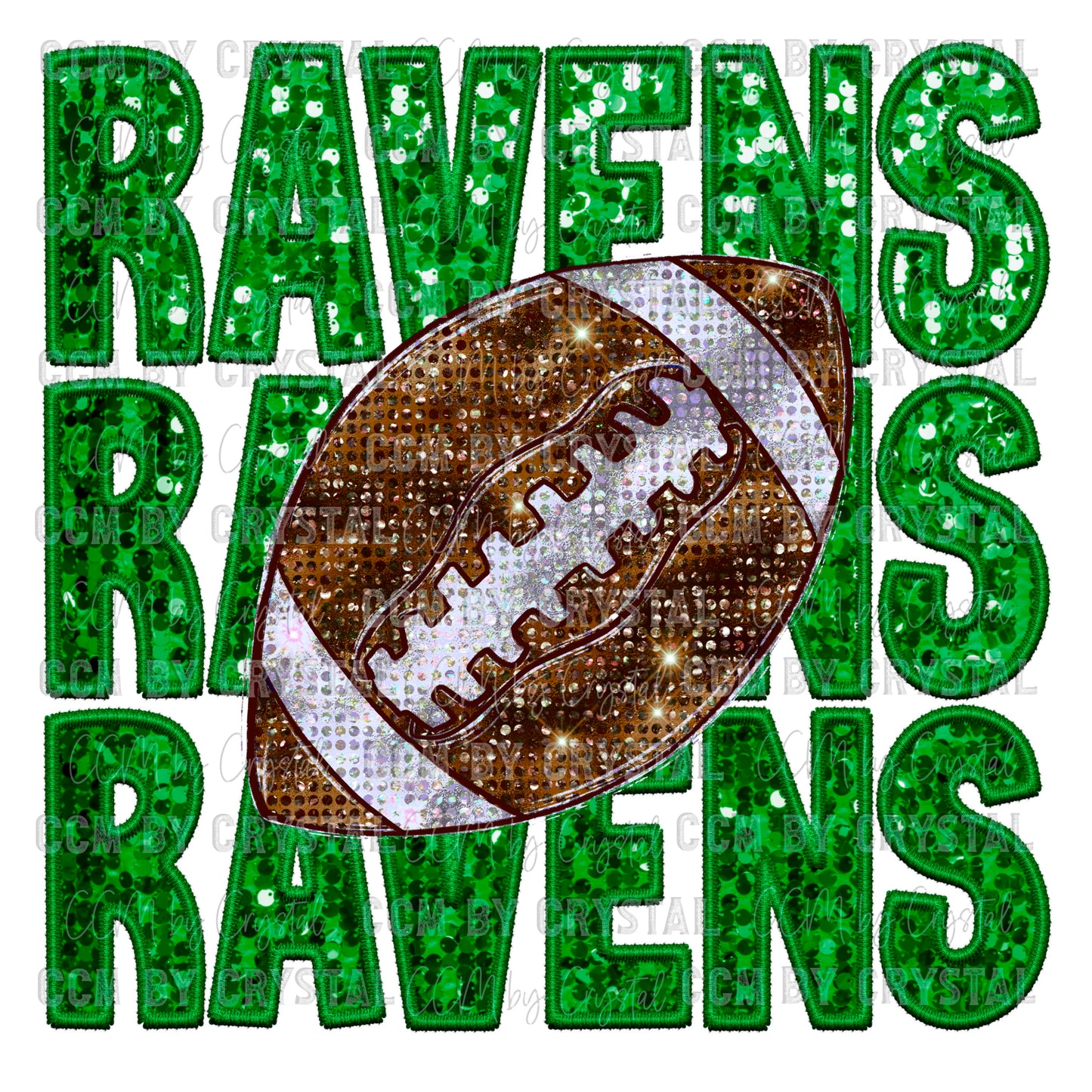 Ravens Football Mascot Faux Embroidery Faux Sequins PNG Digital File ONLY