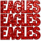 Eagles Red Faux Embroidery Faux Sequins Ready To Press Transfer