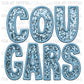 Cougars Faux Embroidery Faux Sequins PNG Digital File ONLY