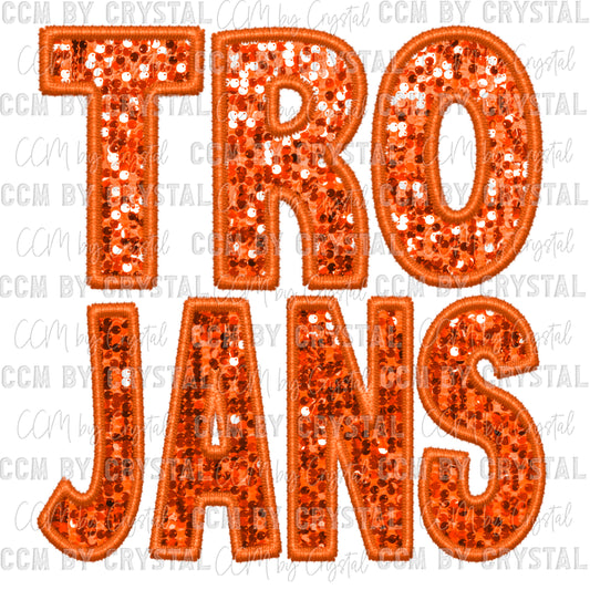 Trojans Faux Embroidery Faux Sequins PNG Digital File ONLY