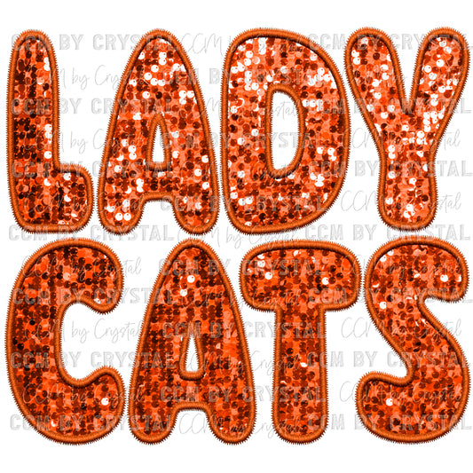 Lady Cats Faux Embroidery Faux Sequins PNG Digital File ONLY