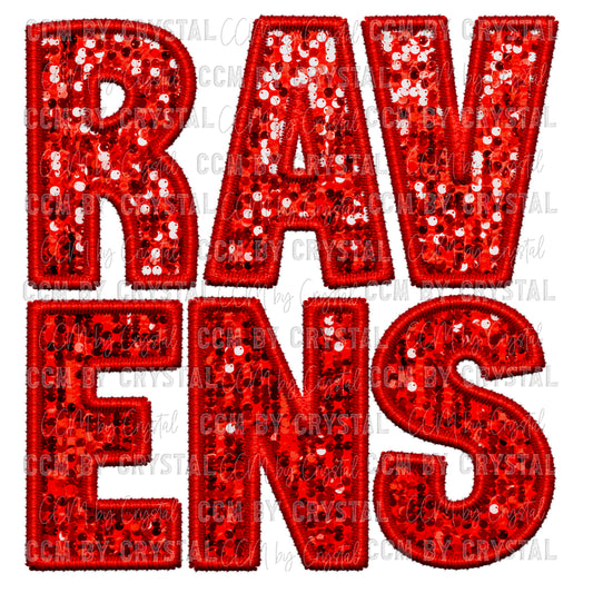 Ravens Faux Embroidery Faux Sequins PNG Digital File ONLY