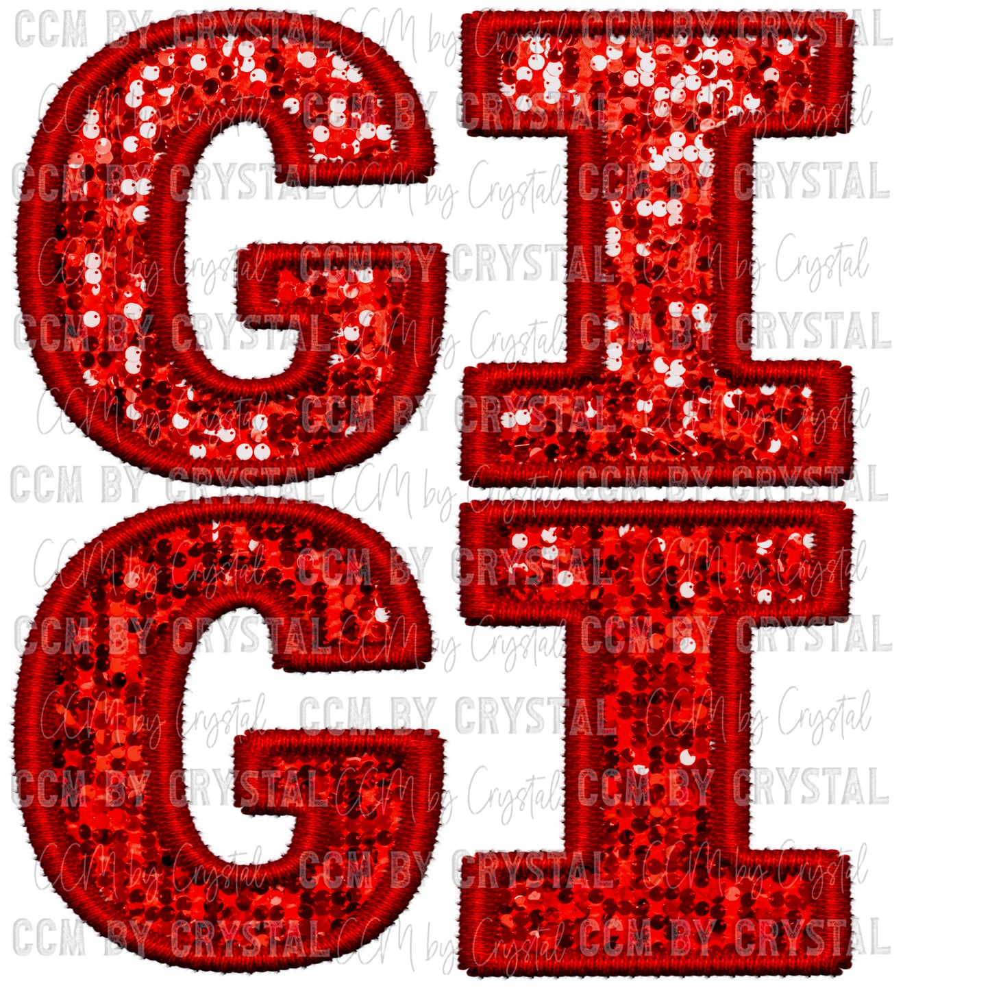 Gigi Red Faux Embroidery Faux Sequins PNG Digital File ONLY