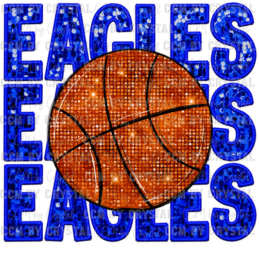 Eagles Basketball Faux Embroidery Faux Sequins PNG Digital File ONLY