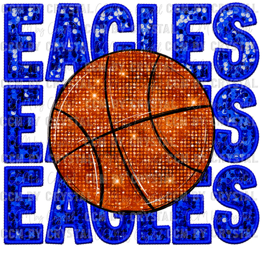 Eagles Basketball Faux Embroidery Faux Sequins Ready To Press Transfer