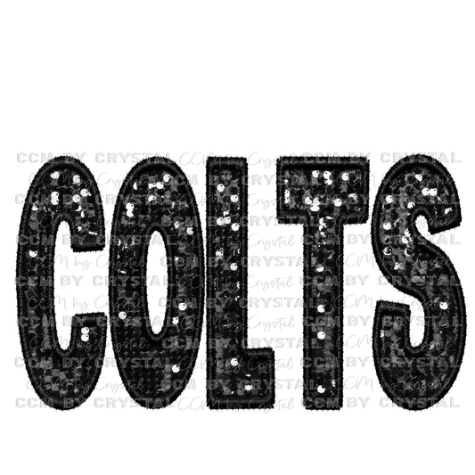 Colts Black Faux Embroidery Faux Sequins PNG Digital File ONLY