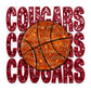 Cougars Faux Embroidery Faux Sequins PNG Digital File ONLY