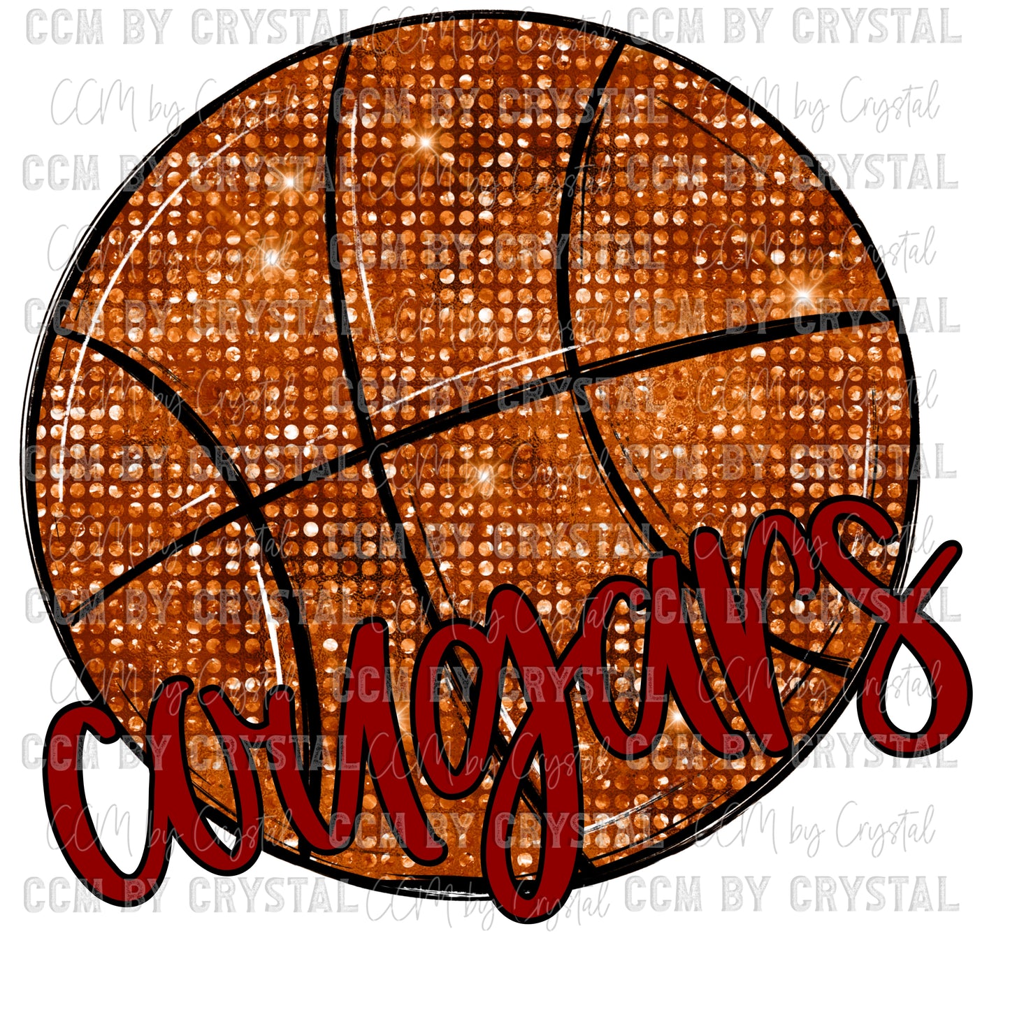 Cougars Basketball Faux Sequins PNG Digital File ONLY