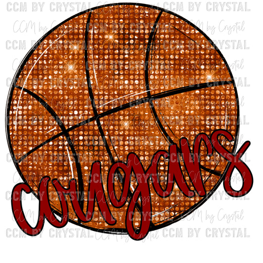 Cougars Basketball Faux Sequins PNG Digital File ONLY