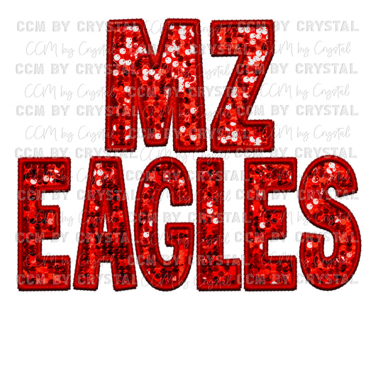MZ Eagles Faux Embroidery Faux Sequins PNG Digital File ONLY