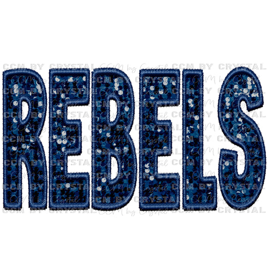 Rebels Faux Embroidery Faux Sequins PNG Digital File ONLY