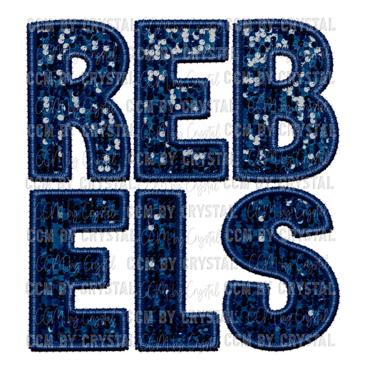 Rebels Faux Embroidery Faux Sequins PNG Digital File ONLY