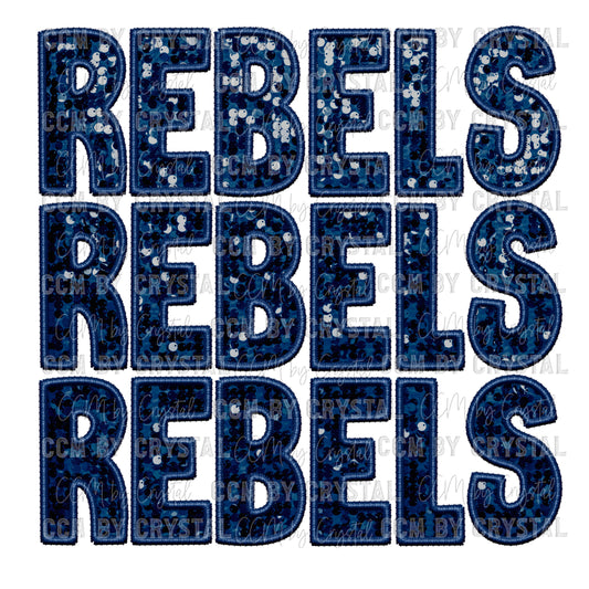 Rebels Faux Embroidery Faux Sequins PNG Digital File ONLY