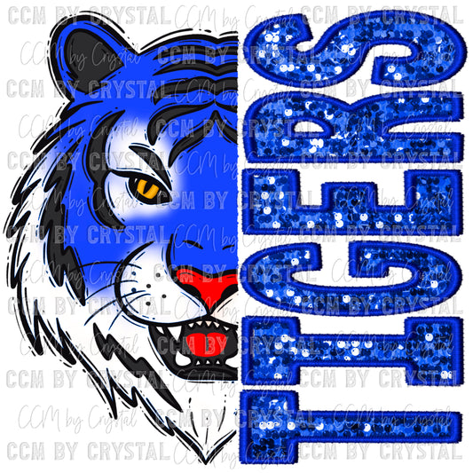 Tigers Faux Embroidery Faux Sequins Ready To Press Transfer