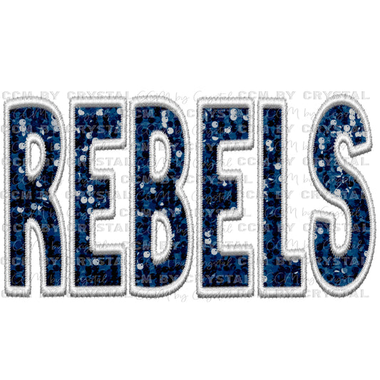 Rebels Faux Embroidery Faux Sequins PNG Digital File ONLY