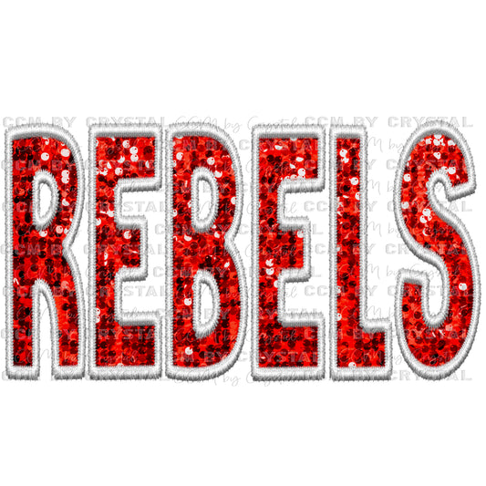 Rebels Faux Embroidery Faux Sequins PNG Digital File ONLY
