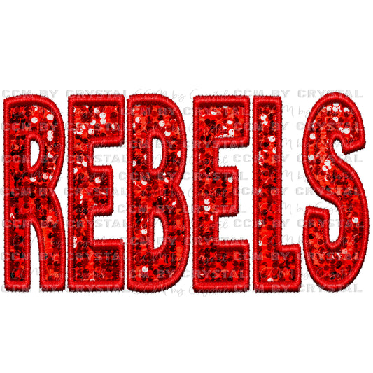 Rebels Faux Embroidery Faux Sequins Ready To Press Transfer