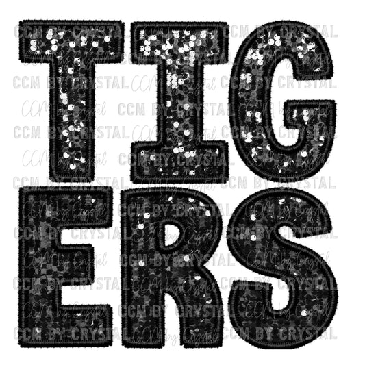 Tigers Faux Embroidery Faux Sequins PNG Digital File ONLY