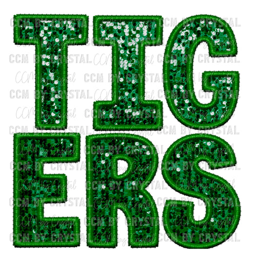 Tigers Faux Embroidery Faux Sequins PNG Digital File ONLY