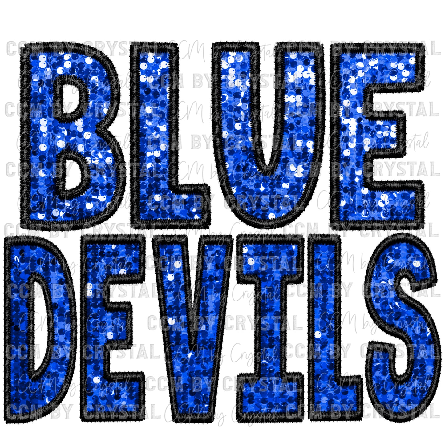 Blue Devils Faux Embroidery Faux Sequins PNG Digital File ONLY