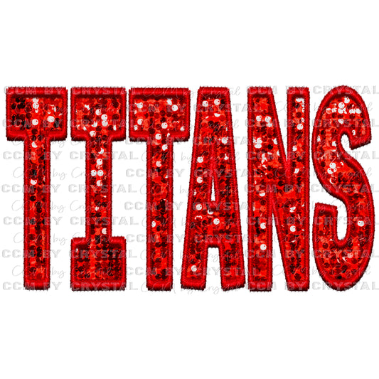 Titans Faux Embroidery Faux Sequins Ready To Press Transfer