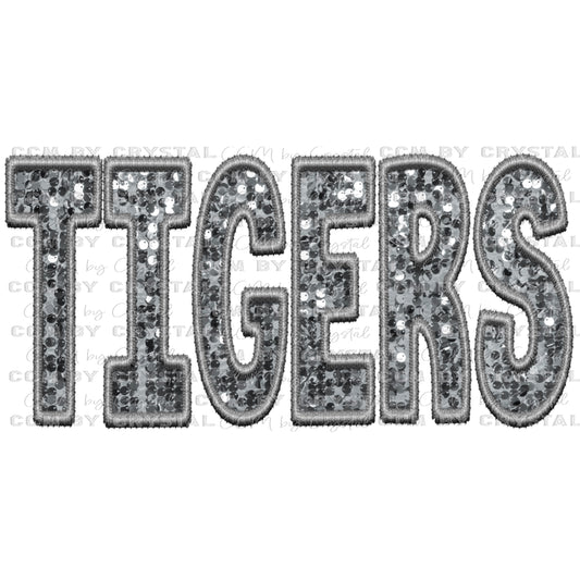 Tigers Faux Embroidery Faux Sequins PNG Digital File ONLY