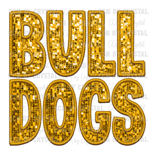 Bulldogs Faux Embroidery Faux Sequins PNG Digital File ONLY