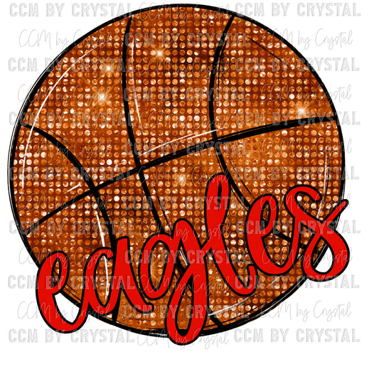 Eagles Basketball Red Faux Sequins PNG Digital File ONLY