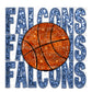 Falcons Basketball Light Blue Faux Embroidery Faux Sequins PNG Digital File ONLY