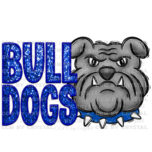 Bulldogs Faux Embroidery Faux Sequins Ready To Press Transfer