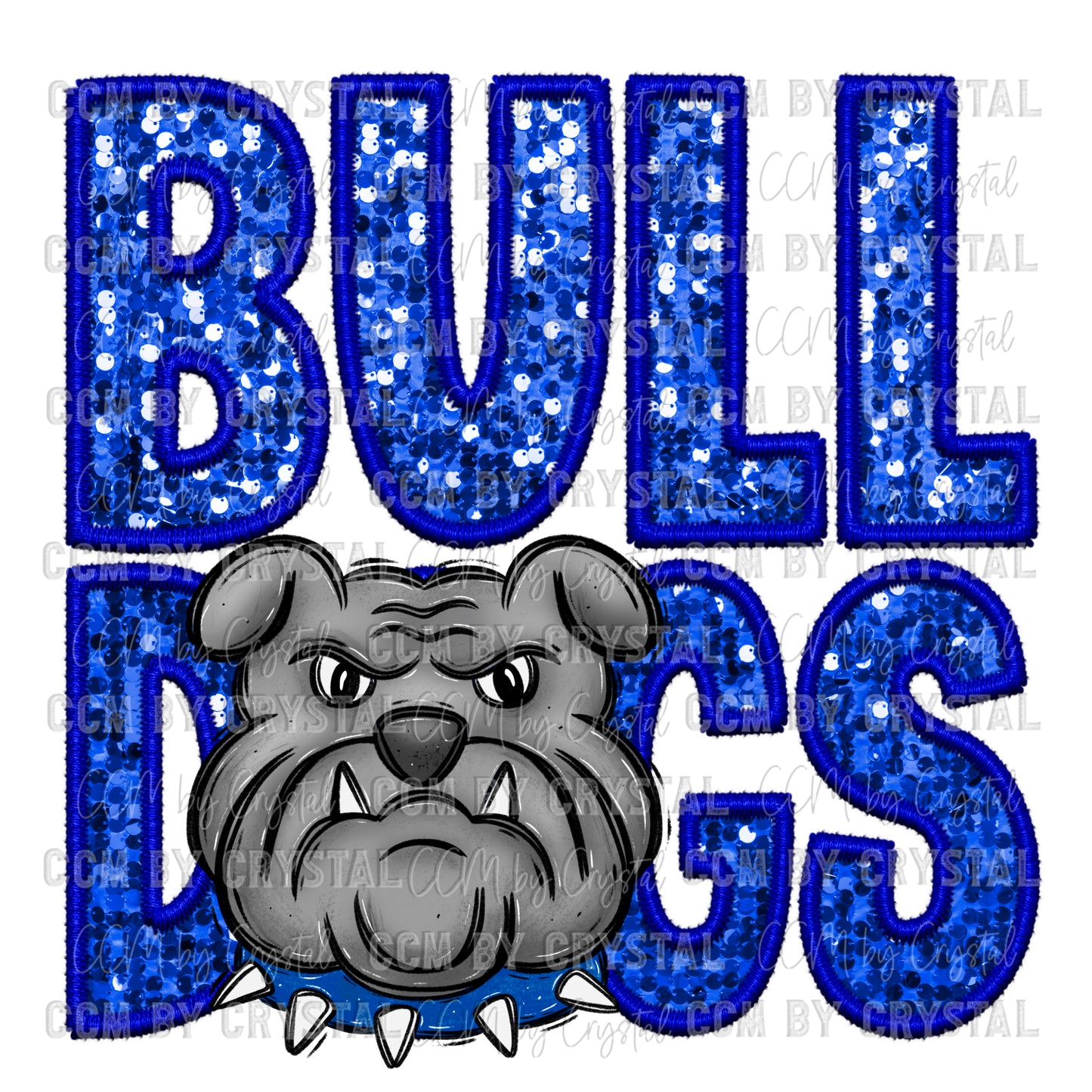 Bulldogs Faux Embroidery Faux Sequins PNG Digital File ONLY