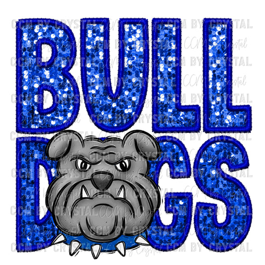 Bulldogs Faux Embroidery Faux Sequins PNG Digital File ONLY