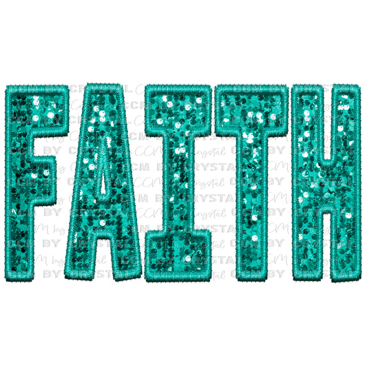Faith Faux Embroidery Faux Sequins PNG Digital File ONLY
