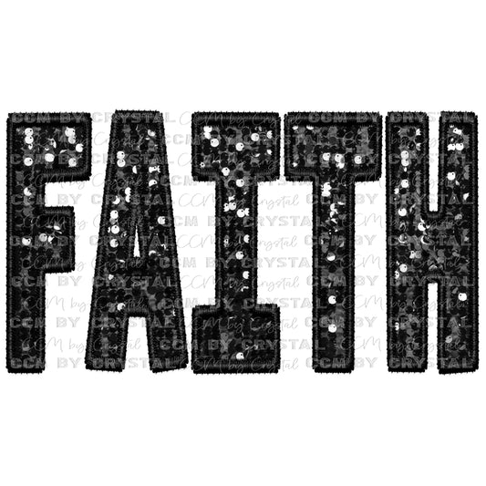 Faith Faux Embroidery Faux Sequins Ready To Press Transfer