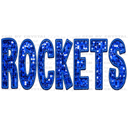 Rockets Faux Embroidery Faux Sequins PNG Digital File ONLY