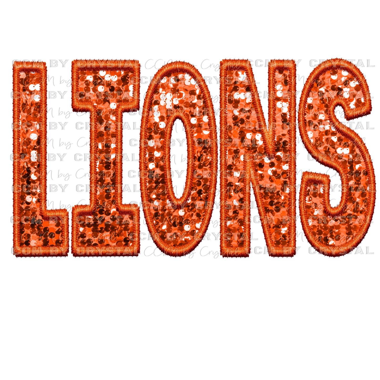 Lions Faux Embroidery Faux Sequins Ready To Press Transfer DTF Sublimation