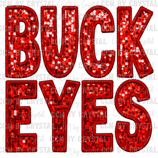Buckeyes Faux Embroidery Faux Sequins Ready To Press Transfer DTF Sublimation