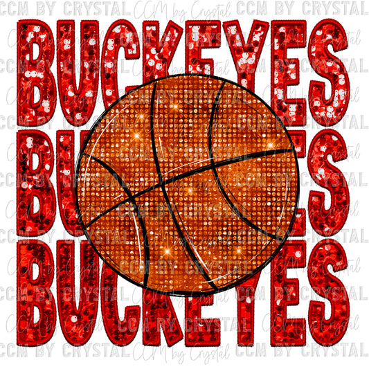 Buckeyes Basketball Faux Embroidery Faux Sequins PNG Digital File ONLY