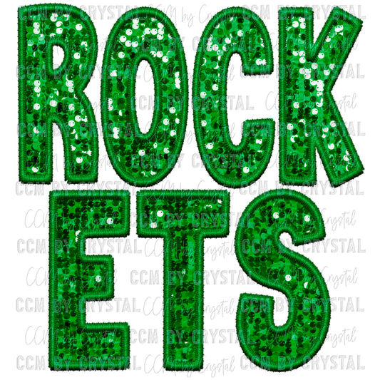 Rockets Faux Embroidery Faux Sequins PNG Digital File ONLY