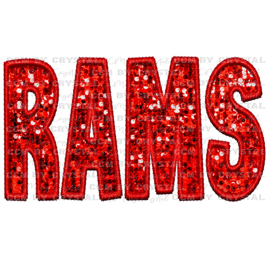 Rams Faux Embroidery Faux Sequins PNG Digital File ONLY