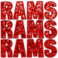 Rams Faux Embroidery Faux Sequins Ready To Press Transfer DTF Sublimation