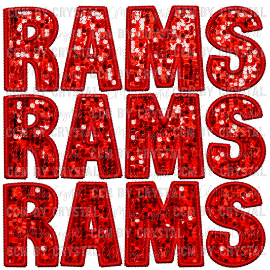 Rams Faux Embroidery Faux Sequins PNG Digital File ONLY