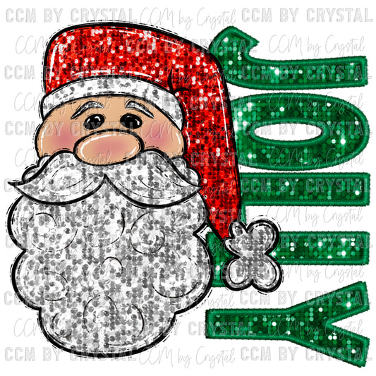 Jolly Santa Faux Embroidery Faux Sequins PNG Digital File ONLY